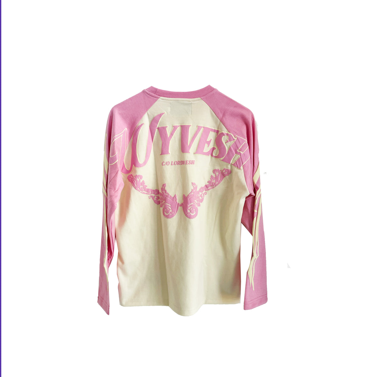 PINK / CREME LONG SLEEVE LOGO TEE