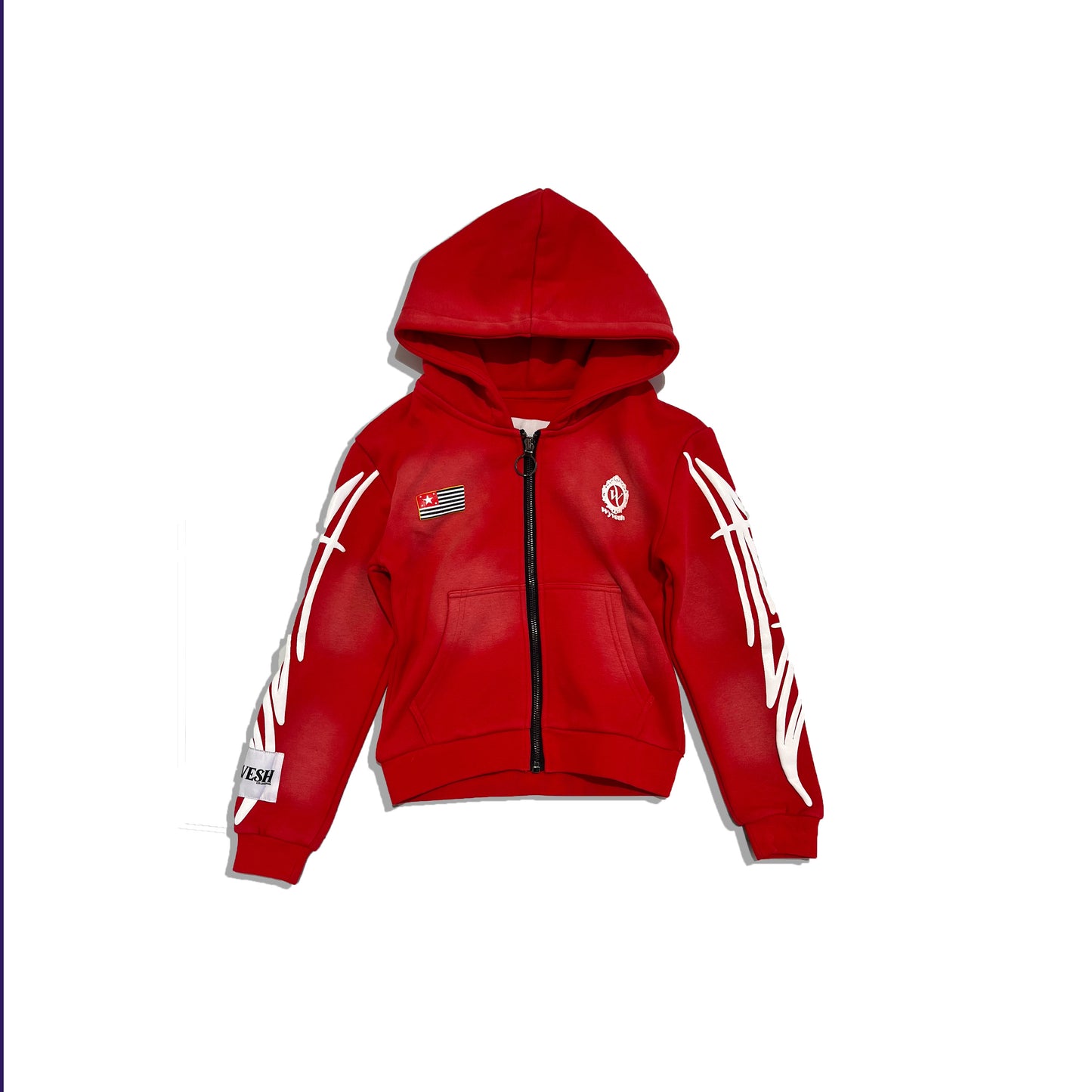 KIDS RED / WHITE PUFF PRINT HOODIE