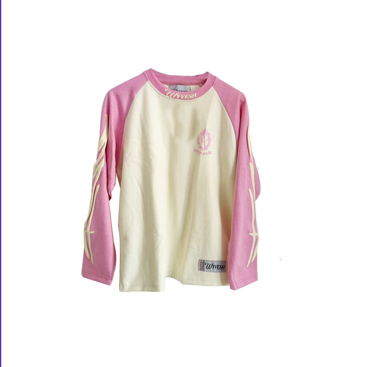 PINK / CREME LONG SLEEVE LOGO TEE