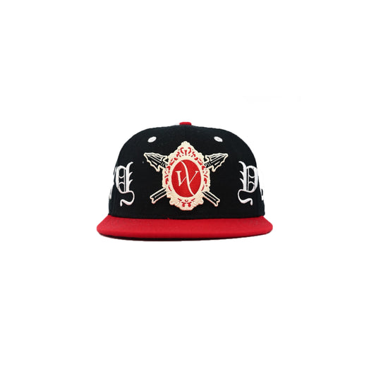 BLACK / RED BRIM  FITTED HAT