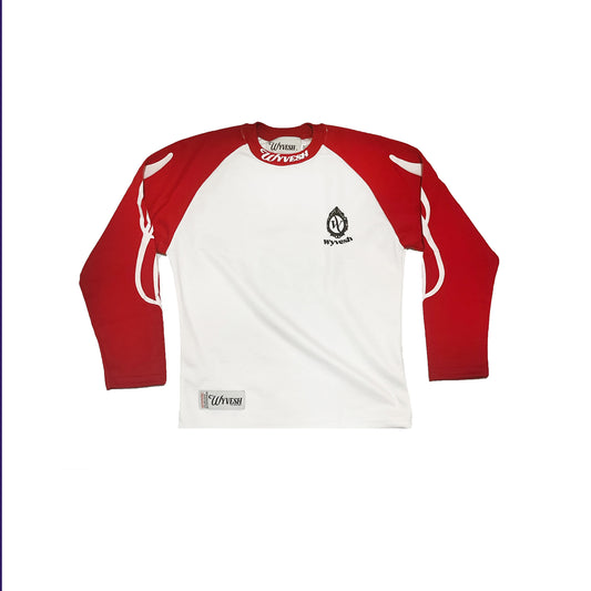 KIDS RED / WHITE LONG SLEEVE LOGO TEE