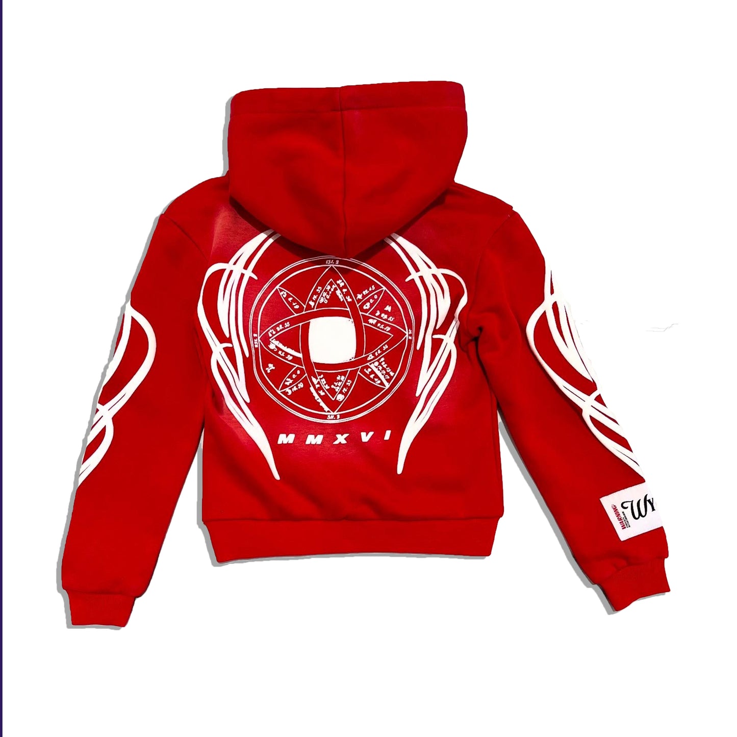 KIDS RED / WHITE PUFF PRINT HOODIE
