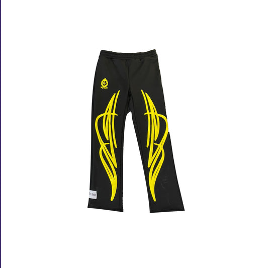 MEN BLACK /YELLOW PUFF PRINT PANTS